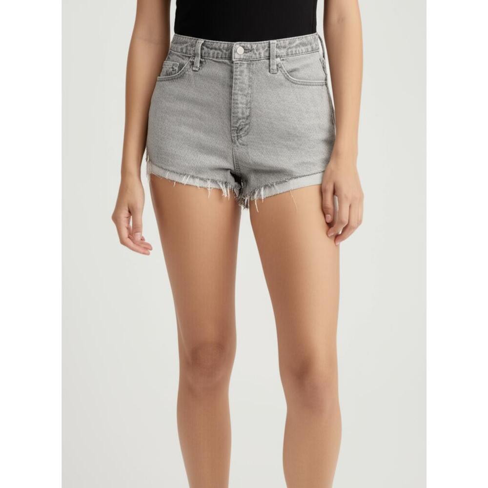 Universal Thread Womens Denim Shorts Sz 12 Grey High Rise Distressed Button Fly